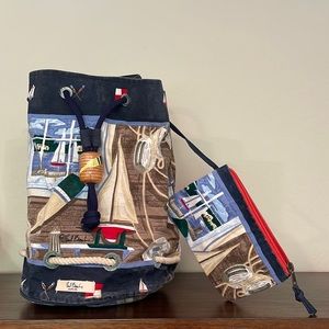 Paul Brent Retro Nautical Canvas Bucket Beach Bag Backpack